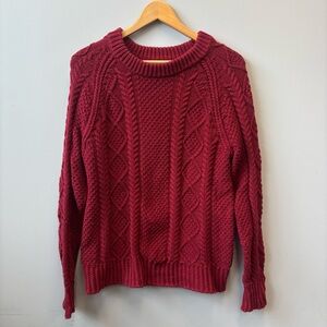 LL Bean Signature chunky cable knit sweater Red/Maroon